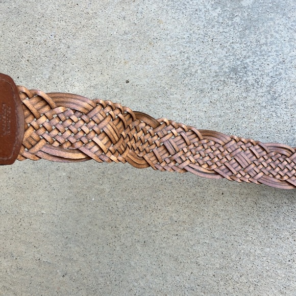 Brown Bonded Leather Braided Woven Wide Belt, XL - Picture 7 of 8